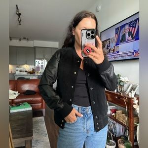 Mango, MNG leather bomber jacket, size xxs